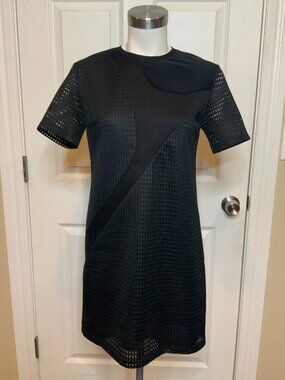 Neil Barrett Black Techno Mesh Slim Fit Mini Dress, Size 8 | 40